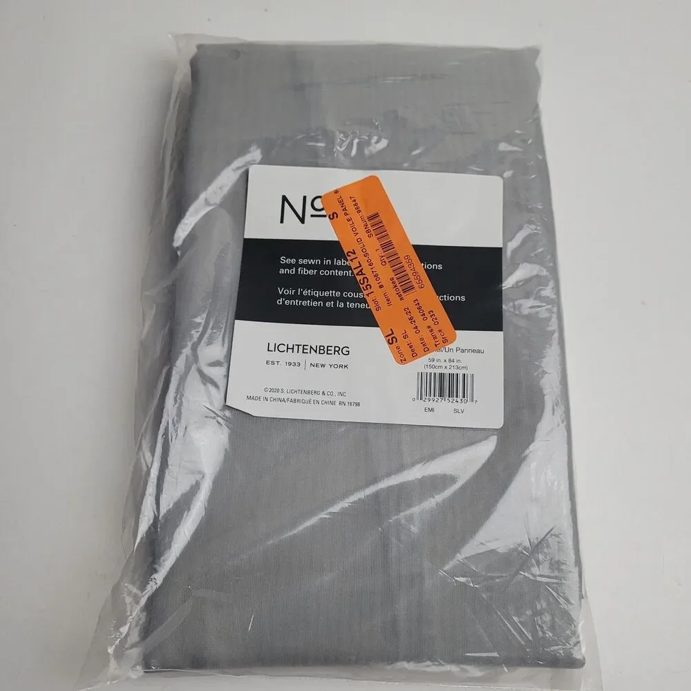 No. 918 Juliette Voile Sheer Rod Pocket SINGLE Curtain Panel 59x84'' Silver #BT1